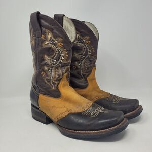 Chavez Boots MX 27 US 8 Brown Orange Leather Western Cowboy Ranch Rodeo